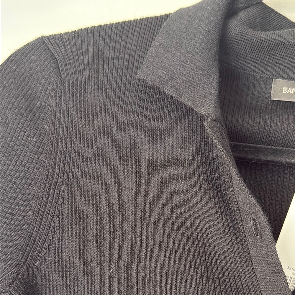 Banana republic Classic Black collar rib long sleeve Women's Top - Picture 5 of 11